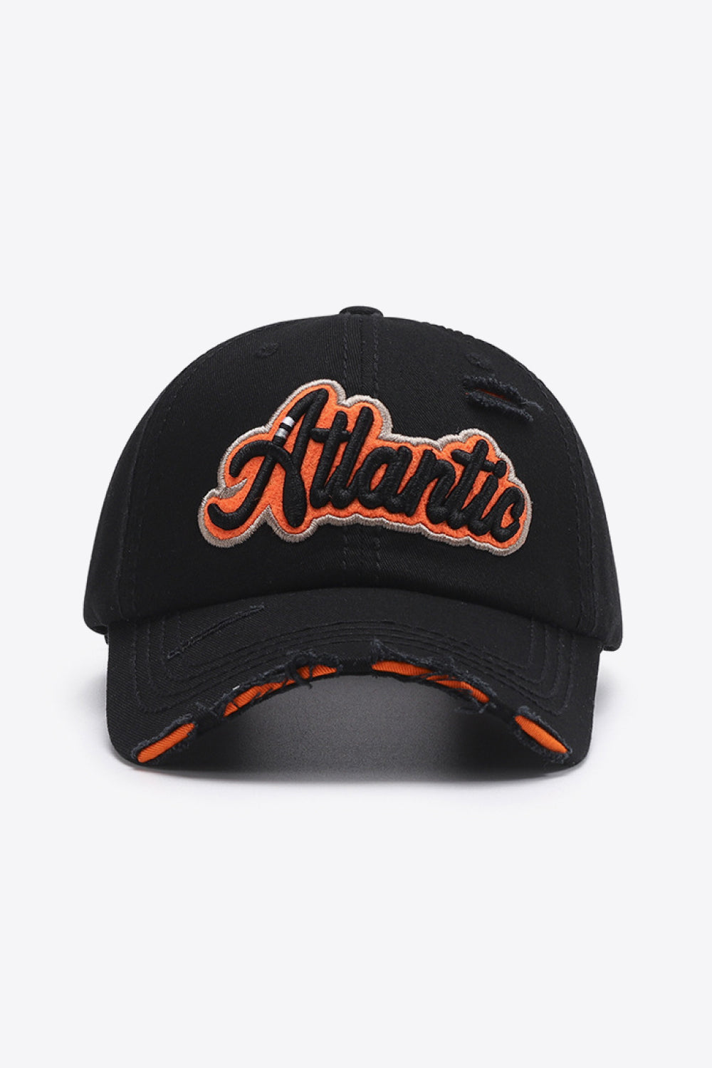Atlantic graphic distressed baseball cap - black / one size - atlantic graphic distressed baseball cap