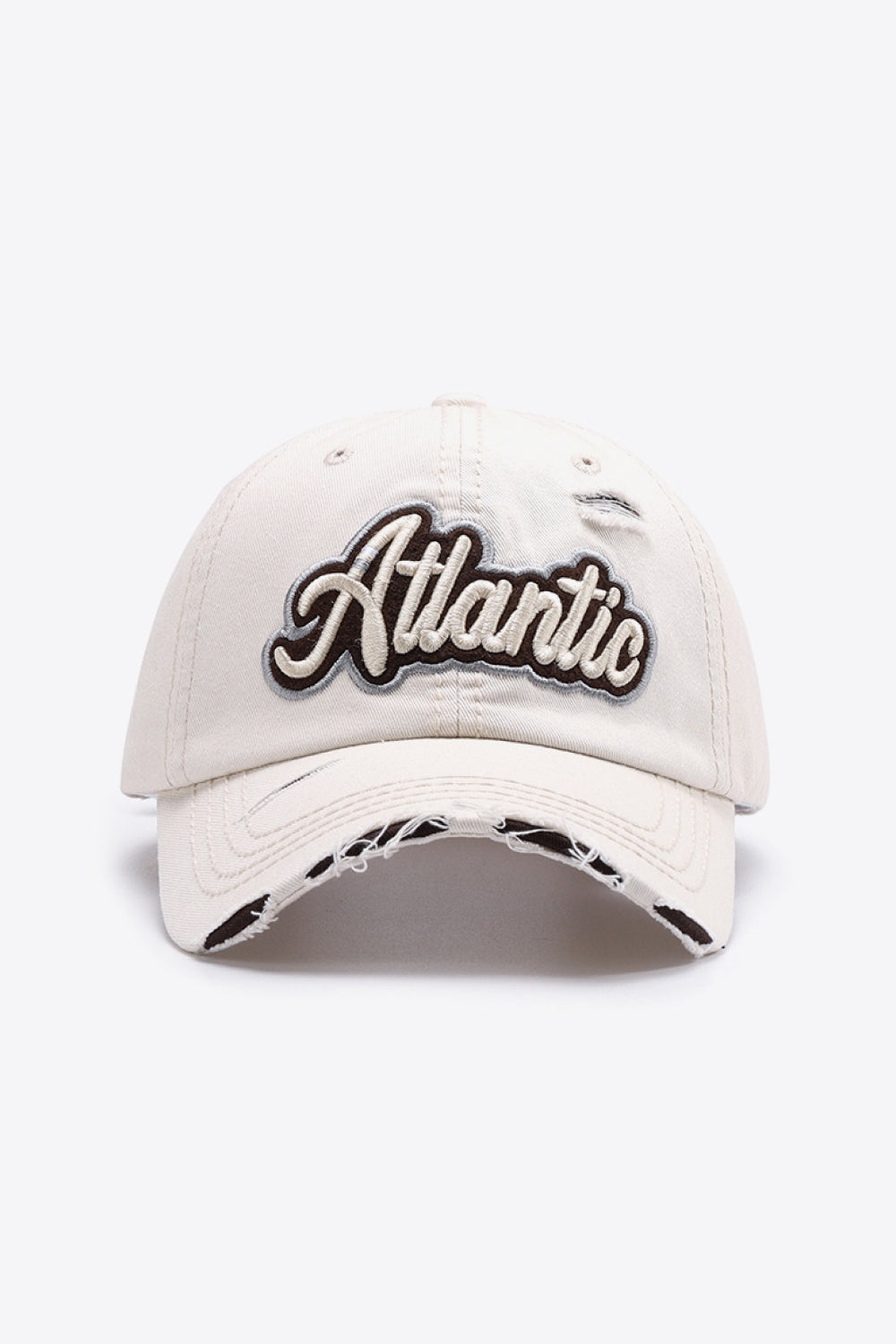 Atlantic graphic distressed baseball cap - cream / one size - atlantic graphic distressed baseball cap