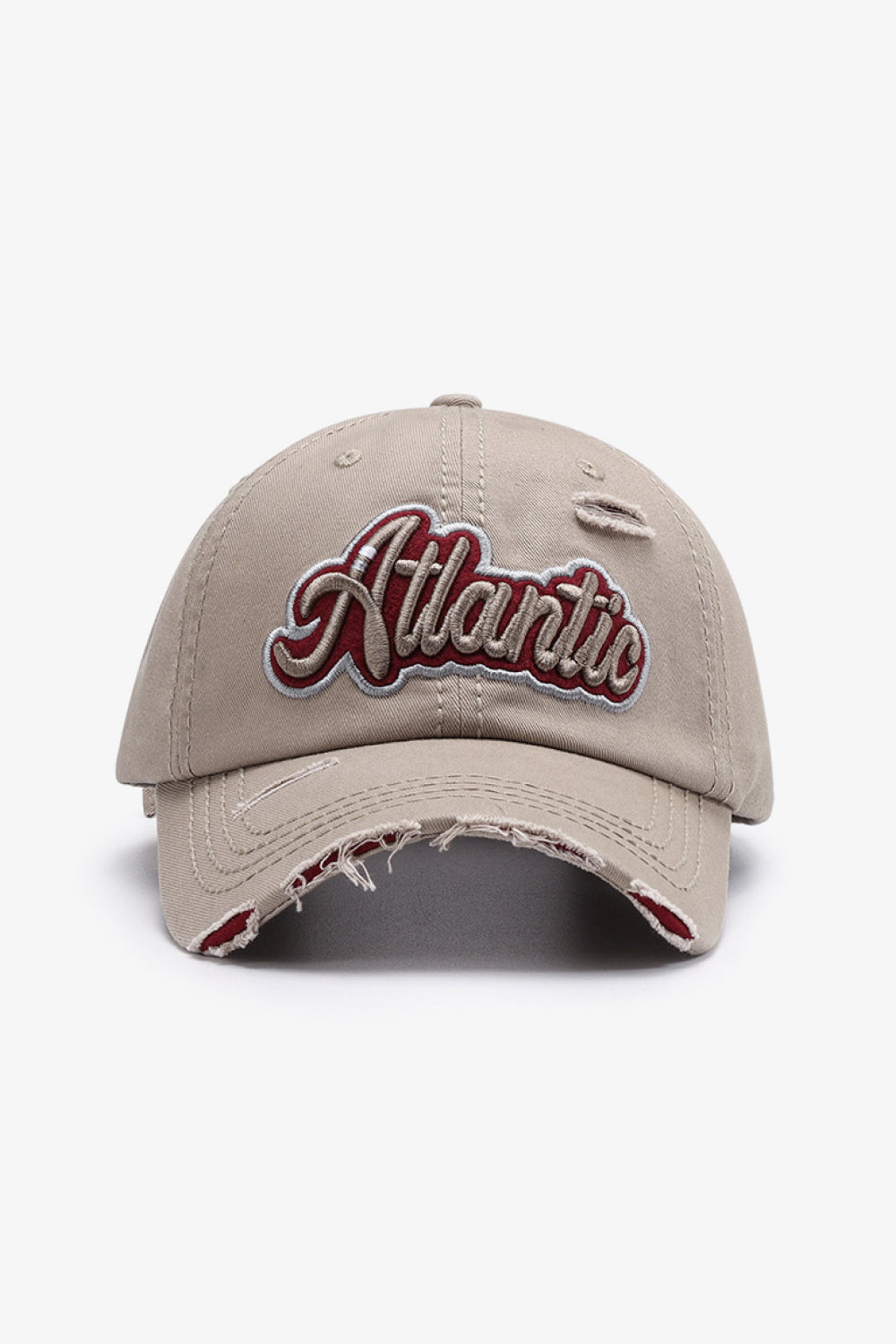 Atlantic graphic distressed baseball cap - khaki / one size - atlantic graphic distressed baseball cap