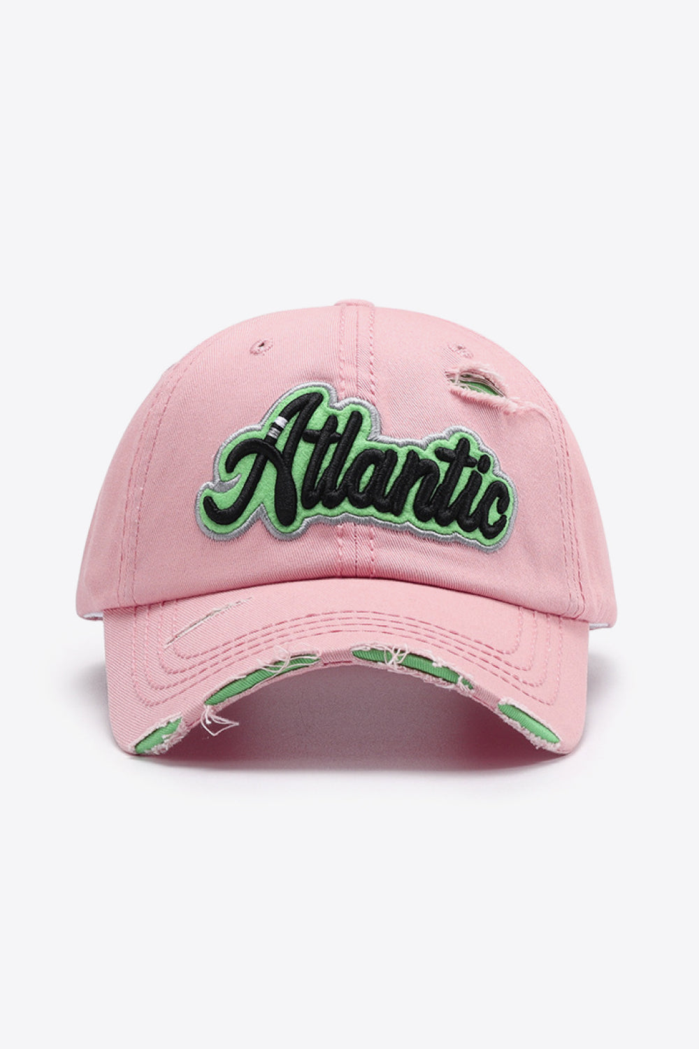 Atlantic graphic distressed baseball cap - pink / one size - atlantic graphic distressed baseball cap
