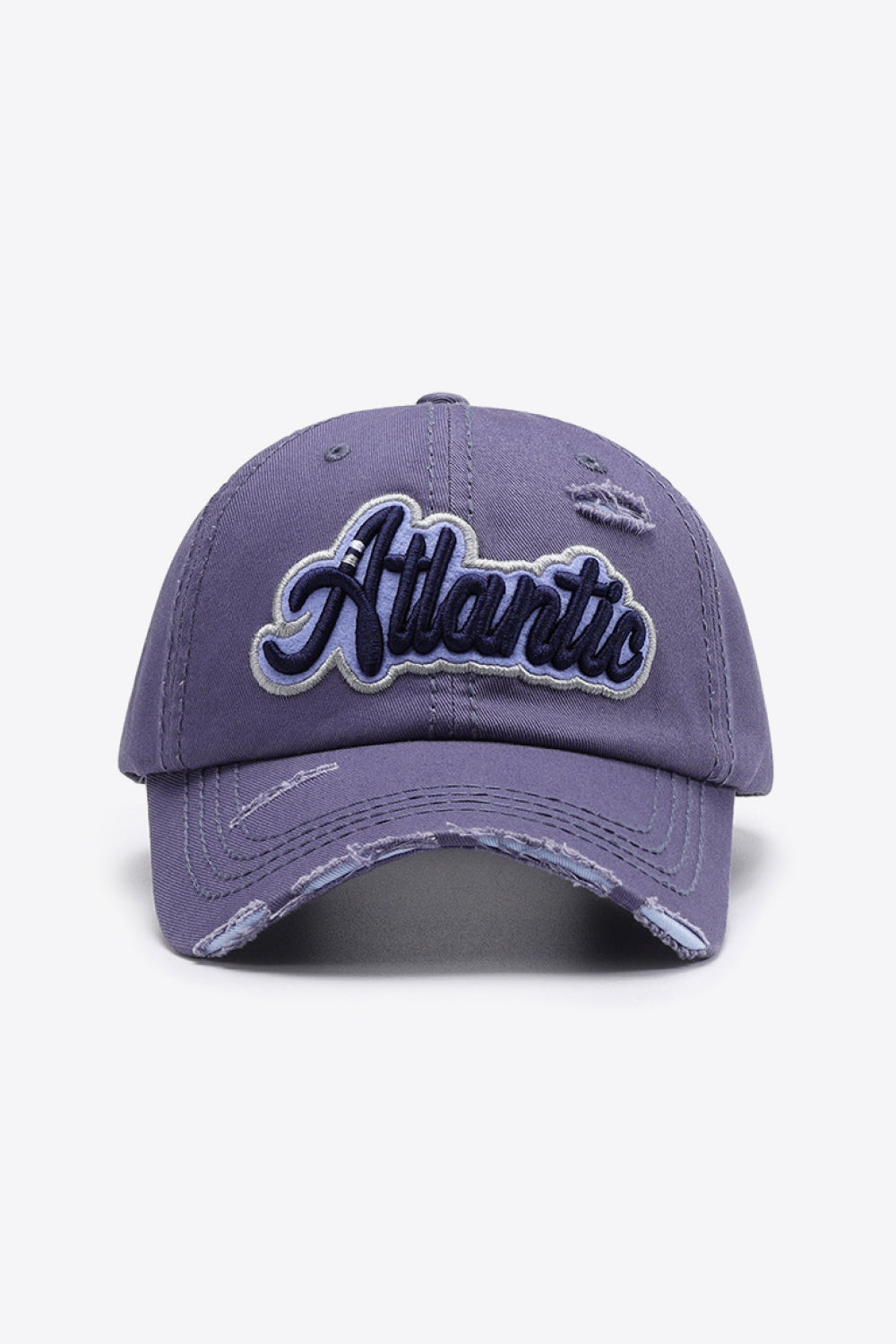 Atlantic graphic distressed baseball cap - purple / one size - atlantic graphic distressed baseball cap