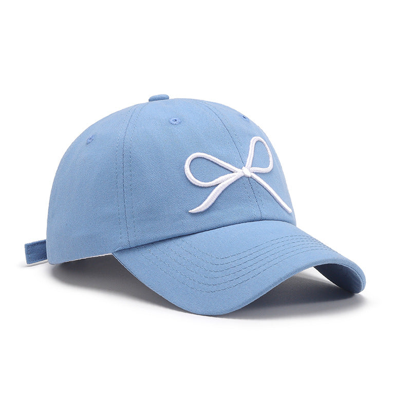 Bow embroidered cotton baseball cap - bow embroidered cotton baseball cap