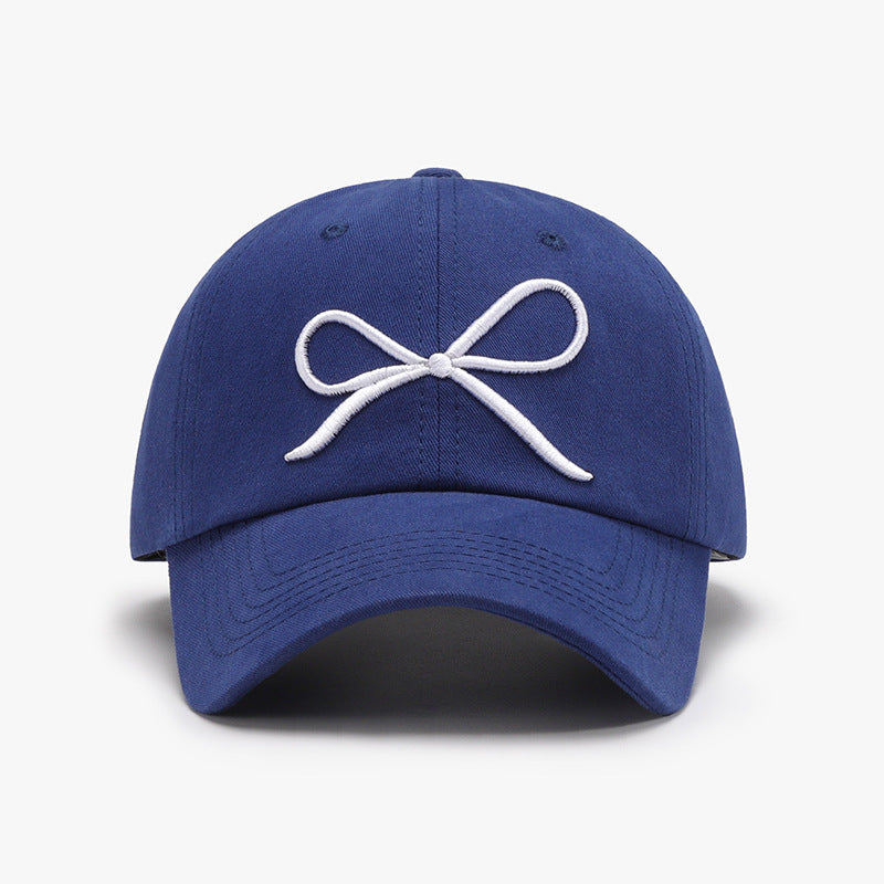 Bow embroidered cotton baseball cap - royal blue / one size - bow embroidered cotton baseball cap
