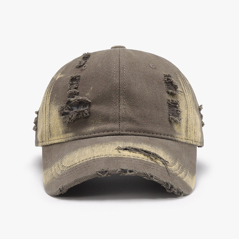 Distressed adjustable cotton baseball cap - mocha / one size - distressed adjustable cotton baseball cap