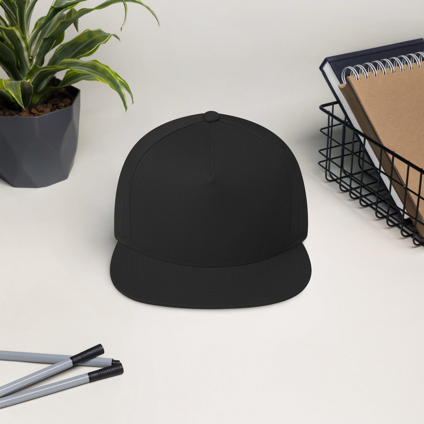 Embroidered 5 panel flat bill hat - embroidered 5 panel flat bill hat