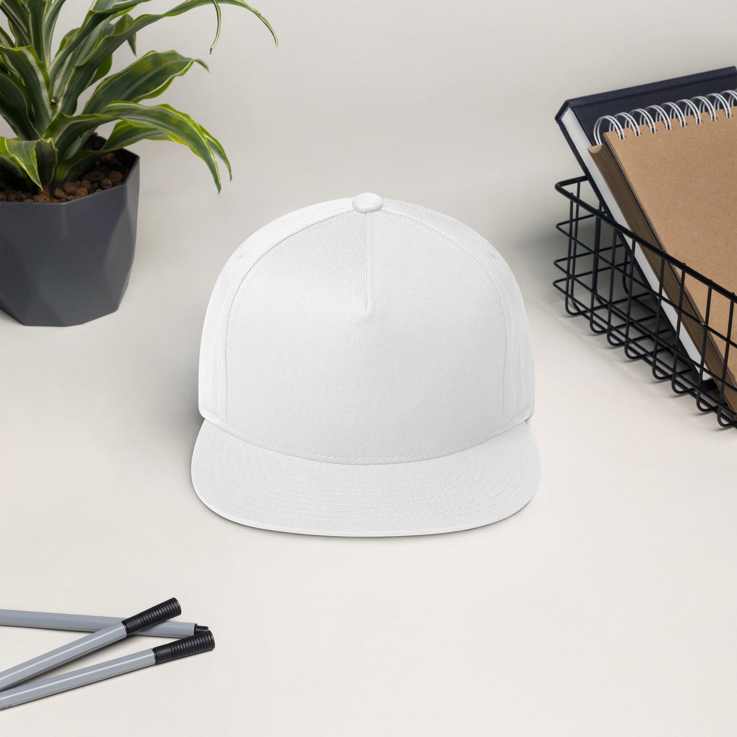 Embroidered 5 panel flat bill hat - embroidered 5 panel flat bill hat