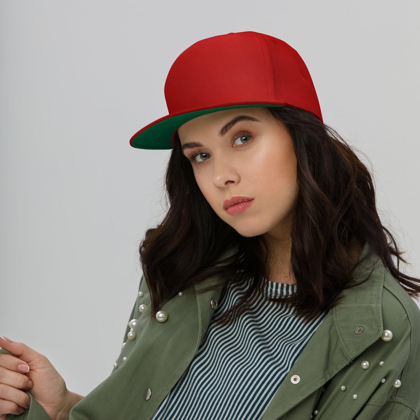 Embroidered 5 panel flat bill hat - red - embroidered 5 panel flat bill hat