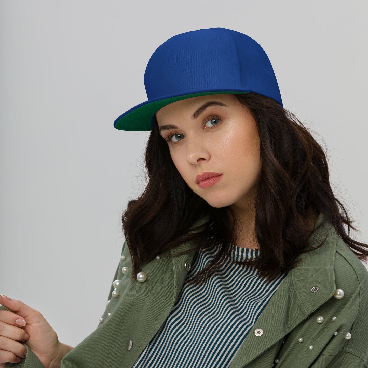 Embroidered 5 panel flat bill hat - royal blue - embroidered 5 panel flat bill hat