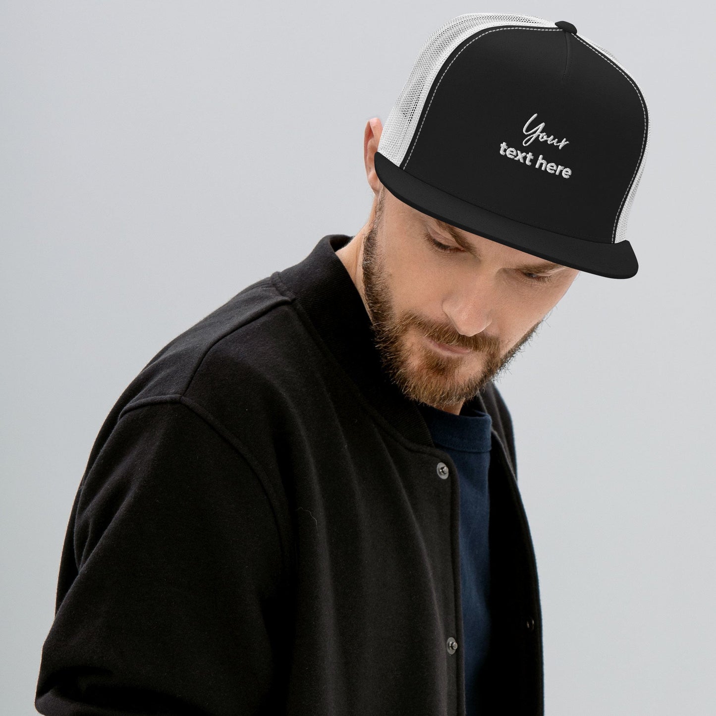 Embroidered custom 5 panel trucker cap - embroidered custom 5 panel trucker cap