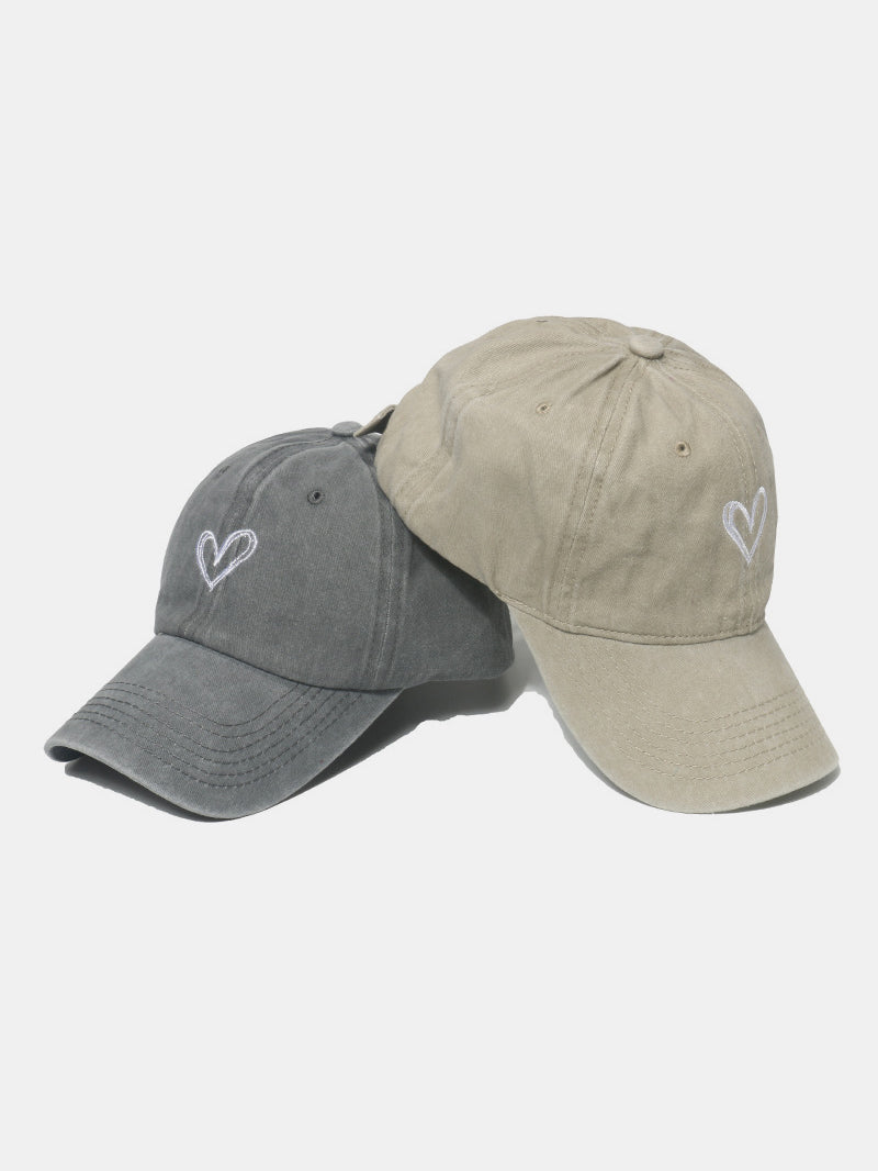 Embroidered heart washed cotton baseball cap - embroidered heart washed cotton baseball cap