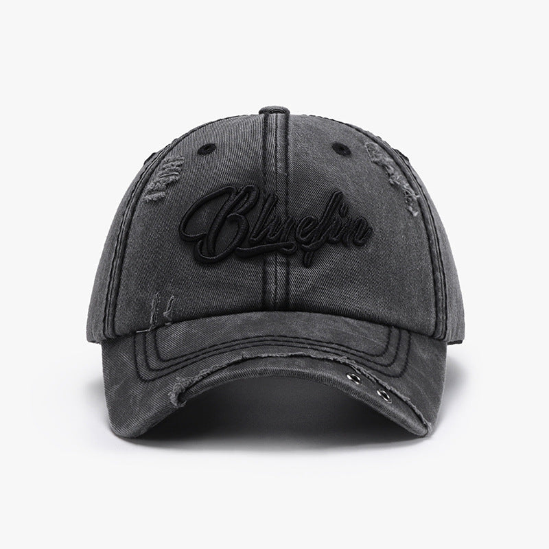 Embroidered letter cotton baseball cap - black / one size - embroidered letter cotton baseball cap