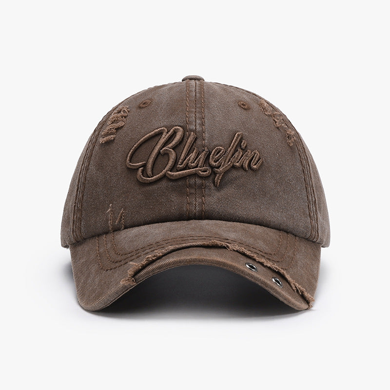 Embroidered letter cotton baseball cap - chocolate / one size - embroidered letter cotton baseball cap