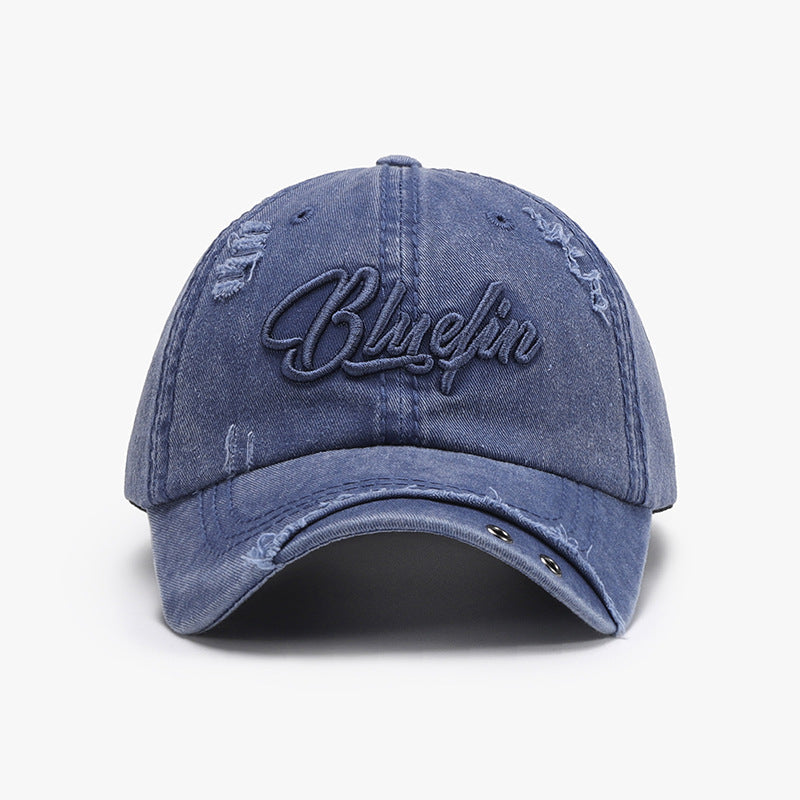 Embroidered letter cotton baseball cap - dusty blue / one size - embroidered letter cotton baseball cap
