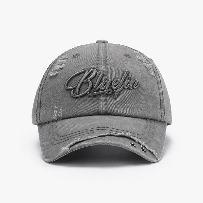 Embroidered letter cotton baseball cap - gray / one size - embroidered letter cotton baseball cap
