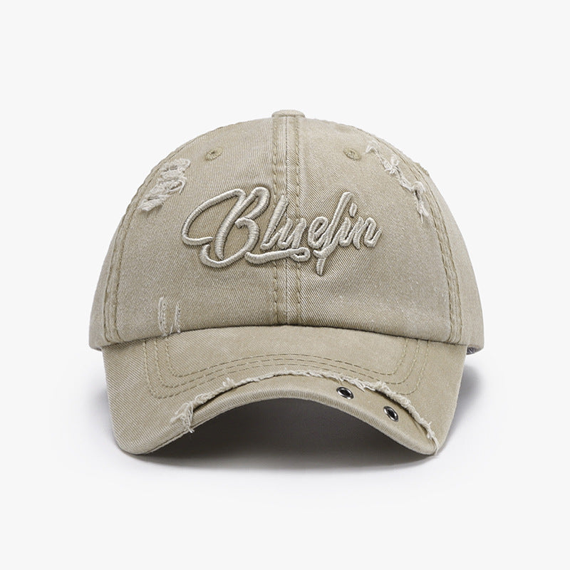 Embroidered letter cotton baseball cap - khaki / one size - embroidered letter cotton baseball cap