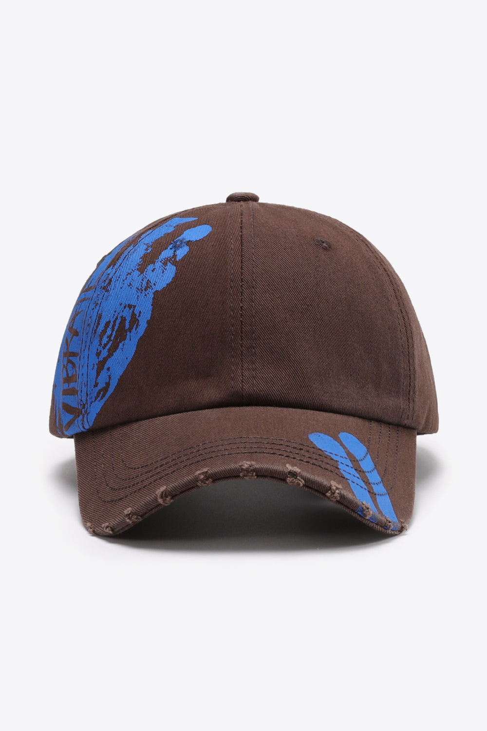 Graphic distressed adjustable baseball cap - chestnut / one size - graphic distressed baseball cap
