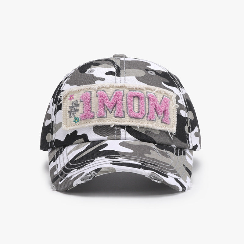 Letter adjustable cotton baseball cap - black and white camouflage / one size - letter adjustable cotton baseball cap