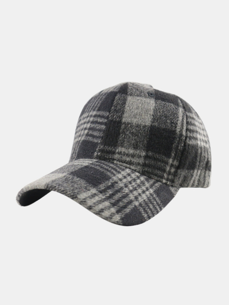 Plaid adjustable cotton baseball cap - black / one size - adjustable cotton baseball cap
