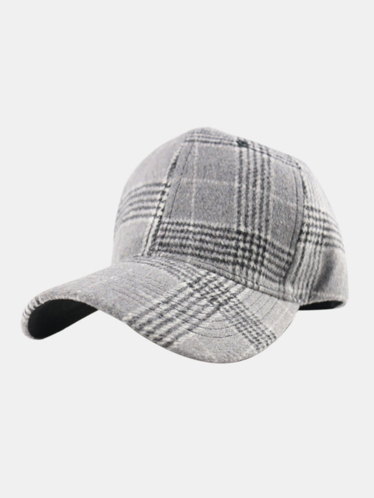 Plaid adjustable cotton baseball cap - gray / one size - adjustable cotton baseball cap