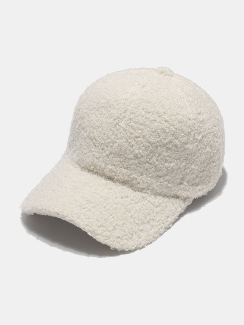 Sherpa solid color baseball cap - ivory / one size - sherpa solid color baseball cap