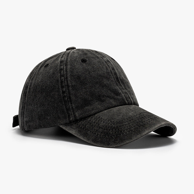 Washed curved-brim baseball cap - black / one size - washed curved-brim baseball cap