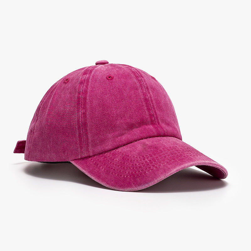 Washed curved-brim baseball cap - cerise / one size - washed curved-brim baseball cap