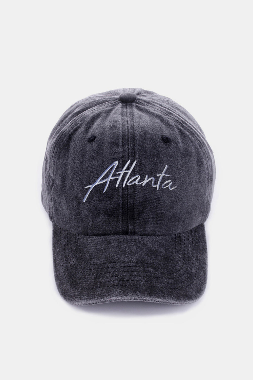 Zenana washed atlanta embroidered baseball cap - atlanta black / one size - zenana washed atlanta embroidered baseball