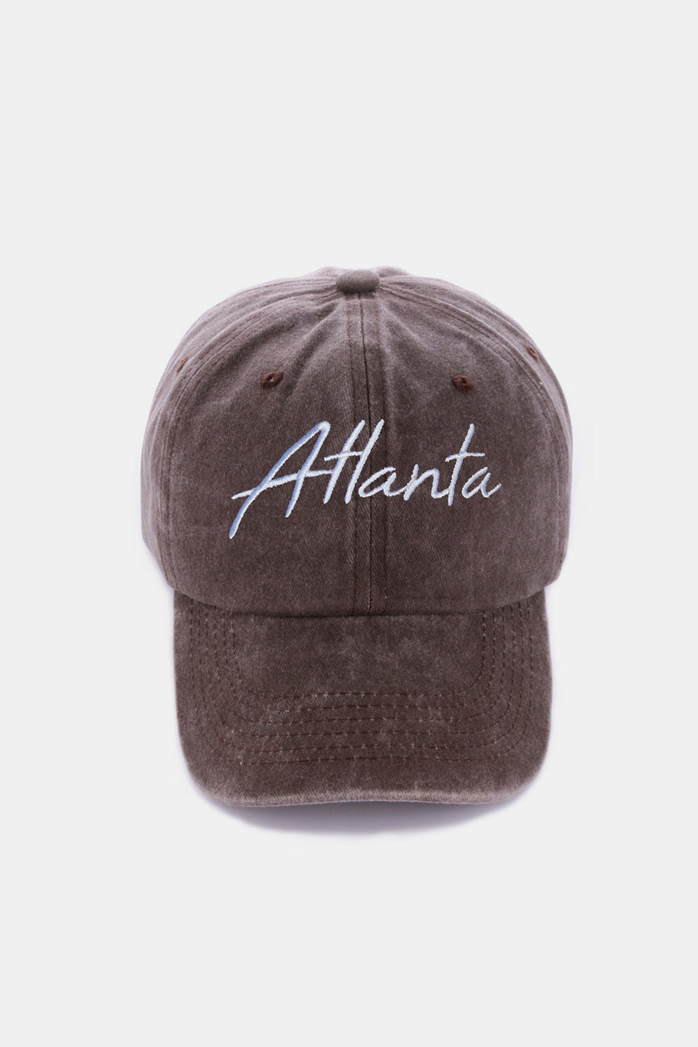 Zenana washed atlanta embroidered baseball cap - atlanta brown / one size - zenana washed atlanta embroidered baseball