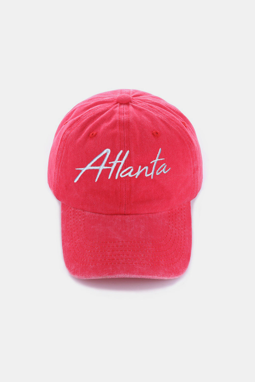 Zenana washed atlanta embroidered baseball cap - atlanta red / one size - zenana washed atlanta embroidered baseball cap