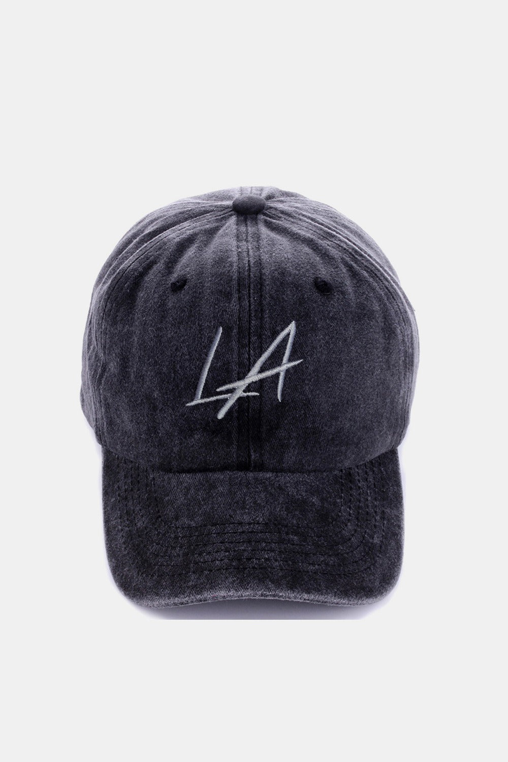 Zenana washed embroidered city baseball cap - la black / one size - zenana washed embroidered city baseball cap