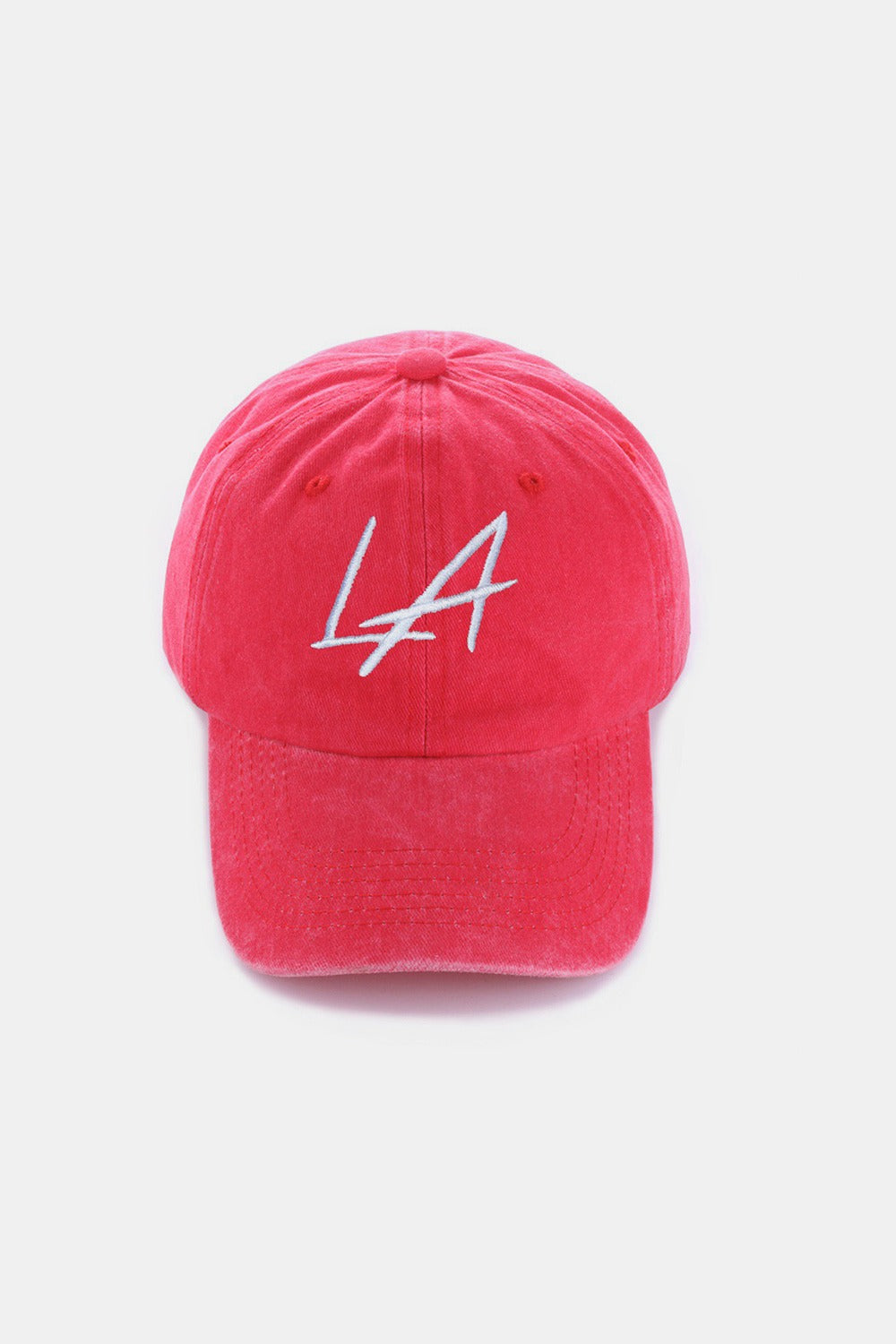 Zenana washed embroidered city baseball cap - la red / one size - zenana washed embroidered city baseball cap
