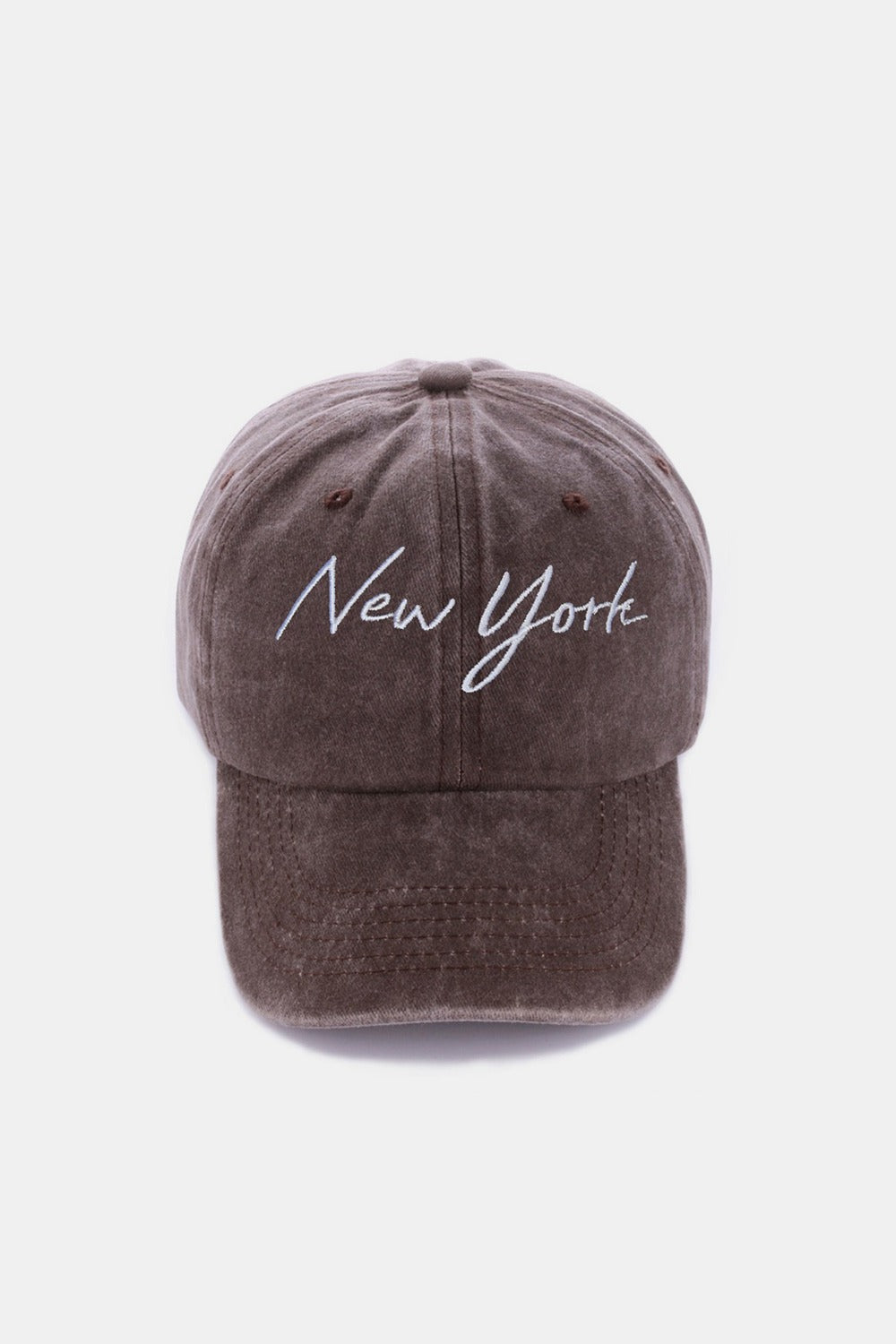 Zenana washed embroidered city baseball cap - new york brown / one size - zenana washed embroidered city baseball cap