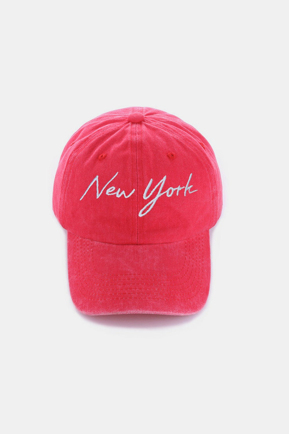 Zenana washed embroidered city baseball cap - new york red / one size - zenana washed embroidered city baseball cap