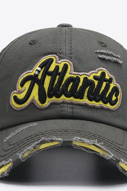 Atlantic graphic distressed baseball cap - atlantic graphic distressed baseball cap