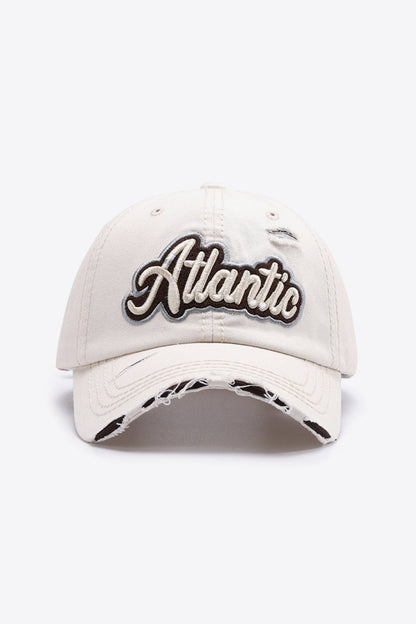 Atlantic graphic distressed baseball cap - cream / one size - atlantic graphic distressed baseball cap