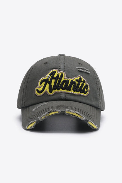 Atlantic graphic distressed baseball cap - green / one size - atlantic graphic distressed baseball cap