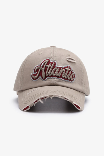Atlantic graphic distressed baseball cap - khaki / one size - atlantic graphic distressed baseball cap