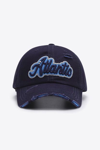 Atlantic graphic distressed baseball cap - navy / one size - atlantic graphic distressed baseball cap