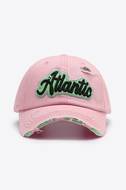 Atlantic graphic distressed baseball cap - pink / one size - atlantic graphic distressed baseball cap