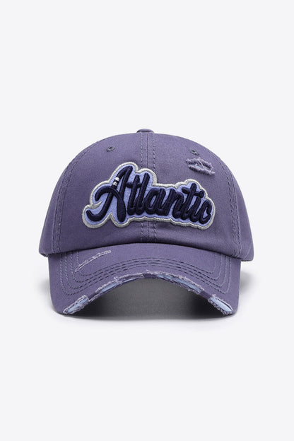 Atlantic graphic distressed baseball cap - purple / one size - atlantic graphic distressed baseball cap