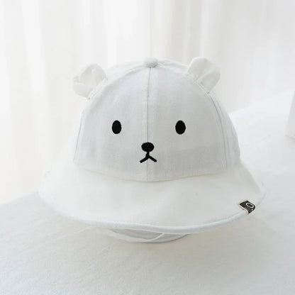 Baby cotton bucket hat with cute bear design - sun protection for 3-18 months - kids hats