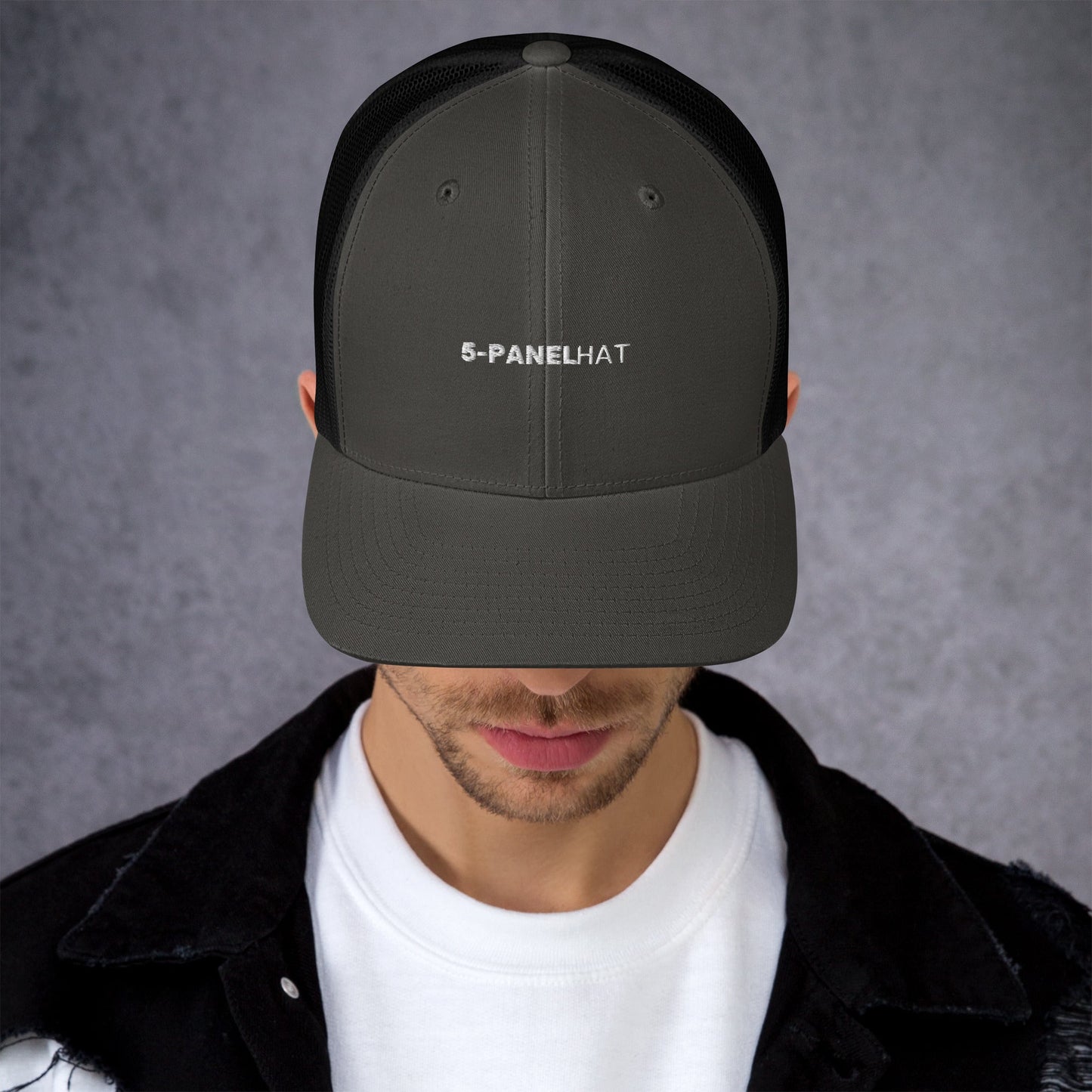 Black retro mesh trucker hat yupoong - charcoal/ black - trucker hats