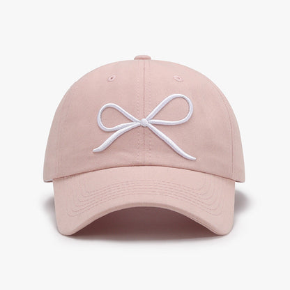Bow embroidered cotton baseball cap - dusty pink / one size - bow embroidered cotton baseball cap