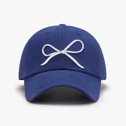 Bow embroidered cotton baseball cap - royal blue / one size - bow embroidered cotton baseball cap