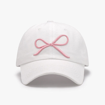 Bow embroidered cotton baseball cap - white / one size - bow embroidered cotton baseball cap