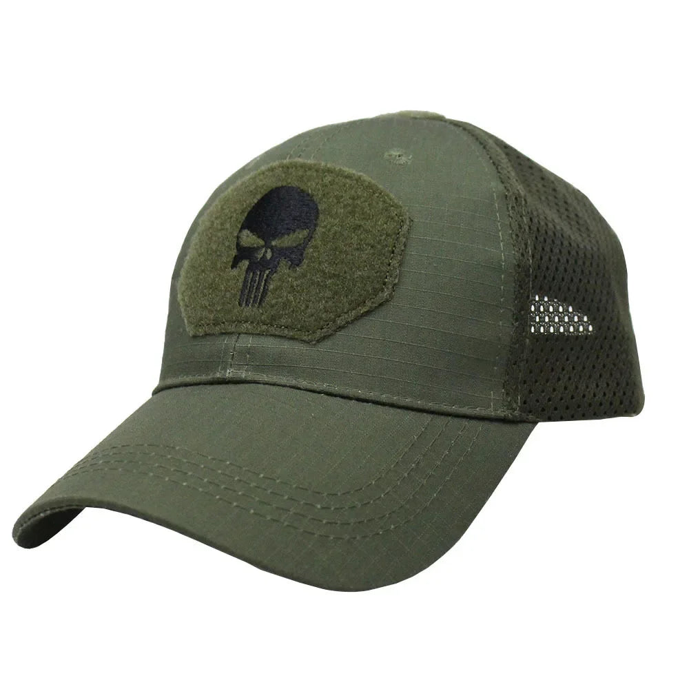 Camouflage baseball cap mesh breathable special forces tactical camo hat skull duck visor hat - army green / one size