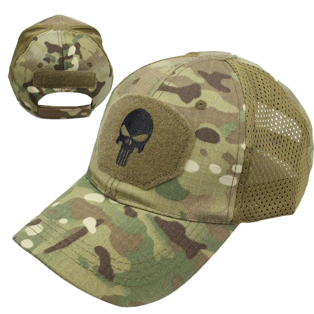 Camouflage baseball cap mesh breathable special forces tactical camo hat skull duck visor hat