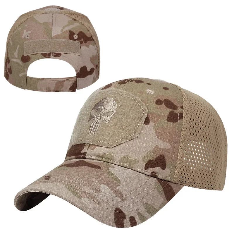 Camouflage baseball cap mesh breathable special forces tactical camo hat skull duck visor hat - light cp / one size