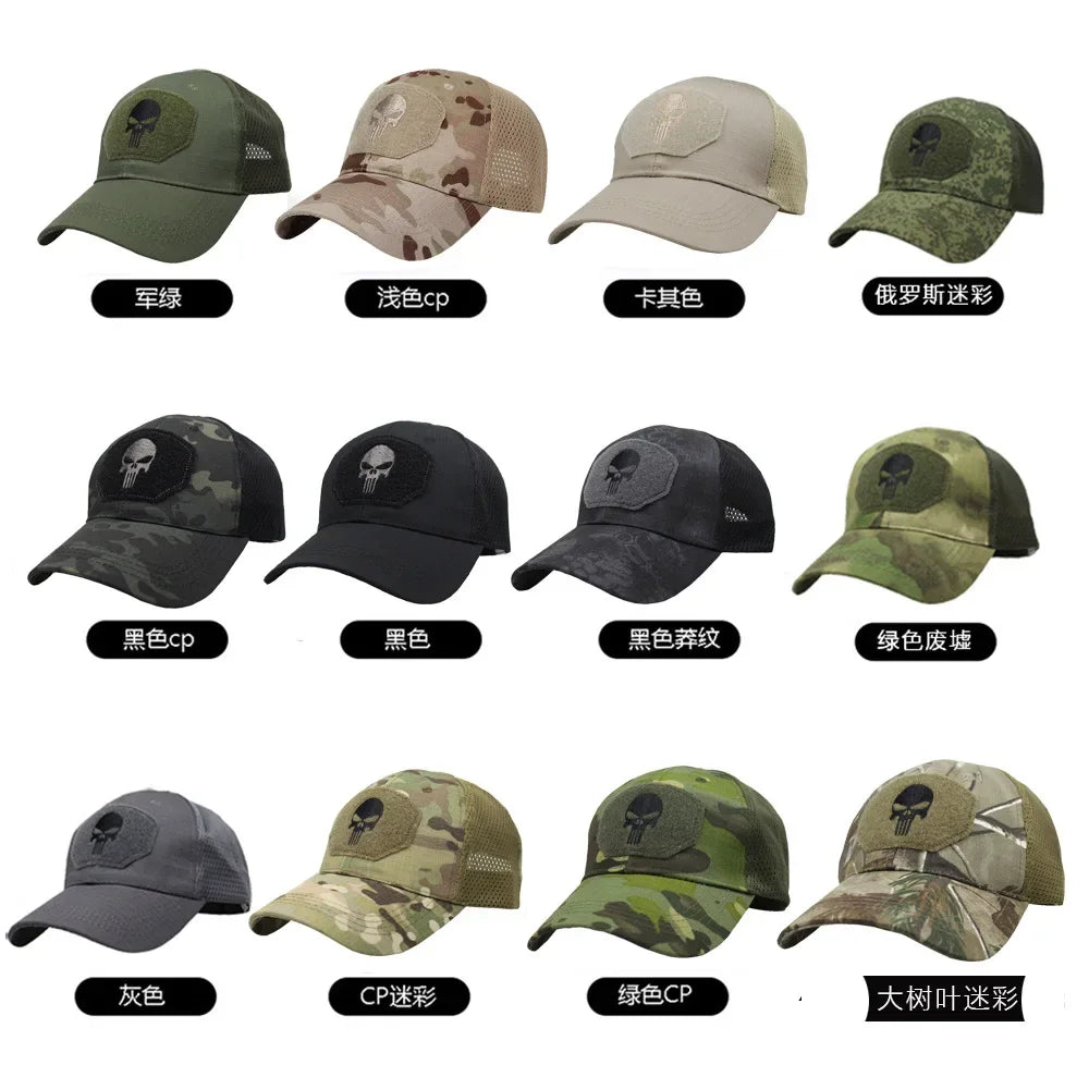 Camouflage baseball cap mesh breathable special forces tactical camo hat skull duck visor hat