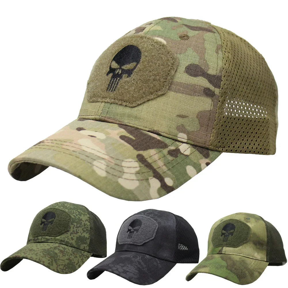 Camouflage baseball cap mesh breathable special forces tactical camo hat skull duck visor hat